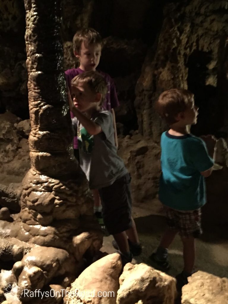 Florida Caverns Kids Touching Stalagmite