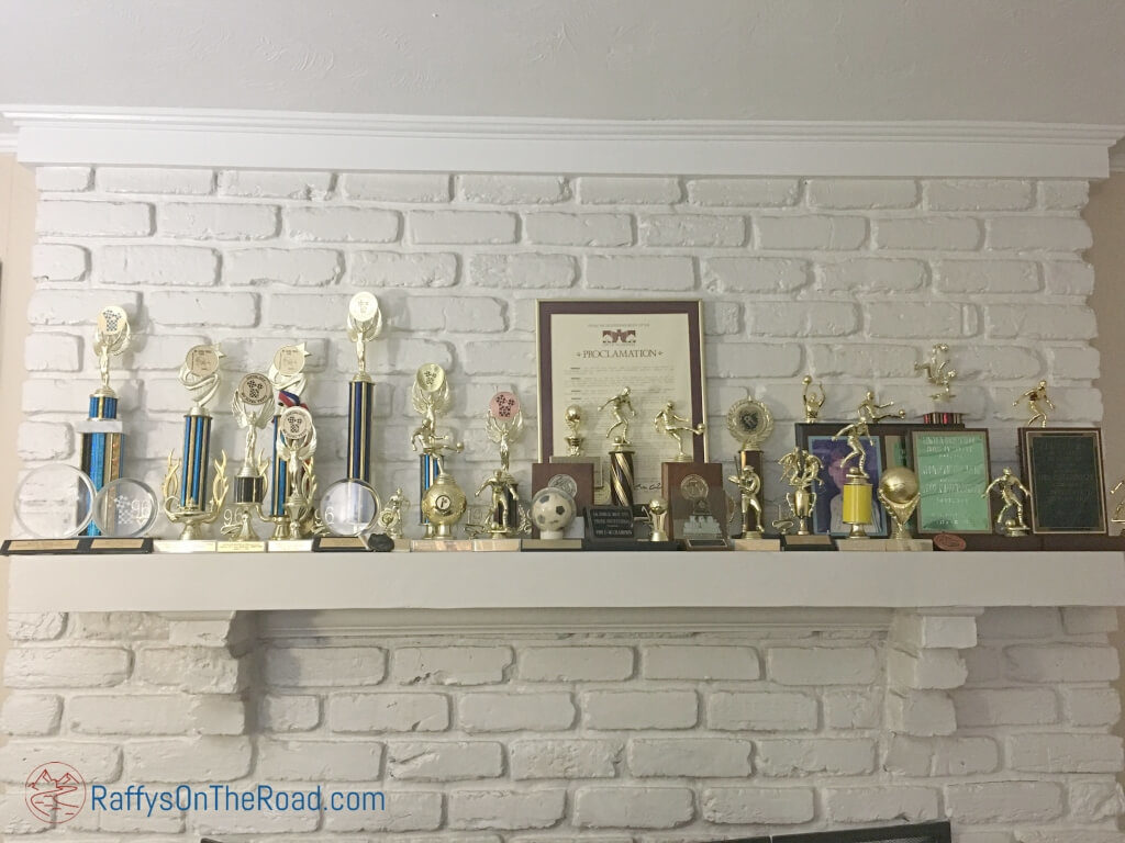 Trophies on Mantel